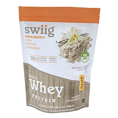 swiig Daily Whey Matrix Protein Powder, Madagascar Vanilla, 2.2 Pound