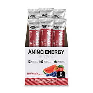 Optimum Nutrition Amino Energy - Pre Workout with Green Tea, BCAA, Amino Acids, Keto Friendly, Green Coffee Extract, Energy Powder - Fruit Fusion, 6 Count