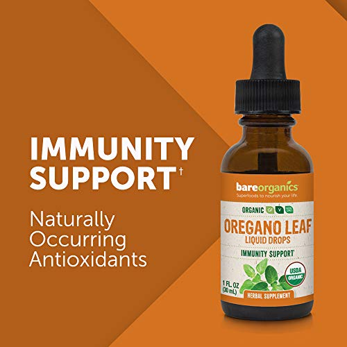 BareOrganics Oregano Leaf Liquid Drops, Herbal Supplement, Immunity Support Drops, 1 Ounce