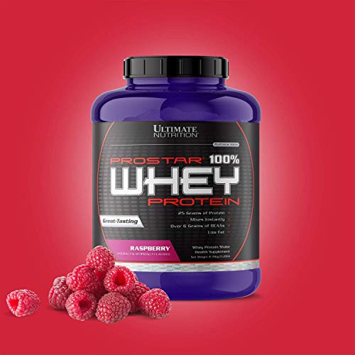 Ultimate Nutrition Prostar Whey Protein Powder Blend of Whey Concentrate Isolate and Peptides – Low Carb, Keto Friendly, 25 Grams of Protein - 80 Servings, Raspberry, 5 Pounds