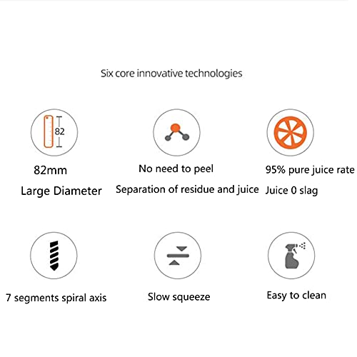 Slow Juicer, 400W Slow Masticating Juicer Machine 82mm Wide Chute for Vegetable Fruit, with Quiet Motor and Reverse Function, Easy Clean