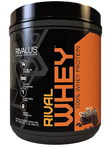 Rivalus Rivalwhey – Rich Chocolate 1lb - 100% Whey Protein, Whey Protein Isolate Primary Source, Clean Nutritional Profile, BCAAs, No Banned Substances, Made in USA