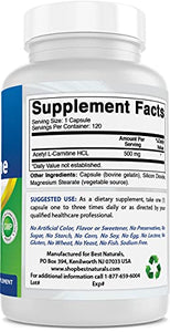 Best Naturals Acetyl L-Carnitine 500 Mg 120 Capsules (120 Count (Pack of 1))