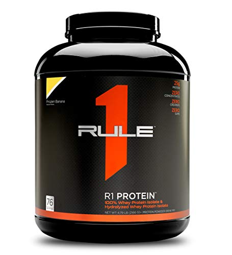 Rule One Proteins, R1 Protein - Frozen Banana, 25g Fast-Acting, Super-Pure 100% Isolate and Hydrolysate Protein Powder with 6g BCAAs for Muscle Growth and Recovery, 5 Pounds, 76 Servings
