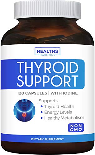 Thyroid Support with Iodine (120 Capsules & Non-GMO) Improve Your Energy & Increase Metabolism - Ashwagandha Root - Thyroid Health Complex Supplement