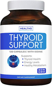 Thyroid Support with Iodine (120 Capsules & Non-GMO) Improve Your Energy & Increase Metabolism - Ashwagandha Root - Thyroid Health Complex Supplement