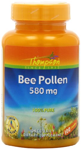 Thompson Bee Pollen , 580 Mg, 100 Capsules, (Pack of 2)