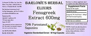Fenugreek Extract - 70% Furostanol Saponins - 60 600mg VegiCaps - Stearate Free, Bottled in Glass!