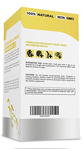 Triglyceride Omega 3 Fish Oil 2500 MG Triple Strength Burpless High EPA & DHA, 120 Soft Gel Capsules No Fishy After Taste - Heart, Joint and Brain Health