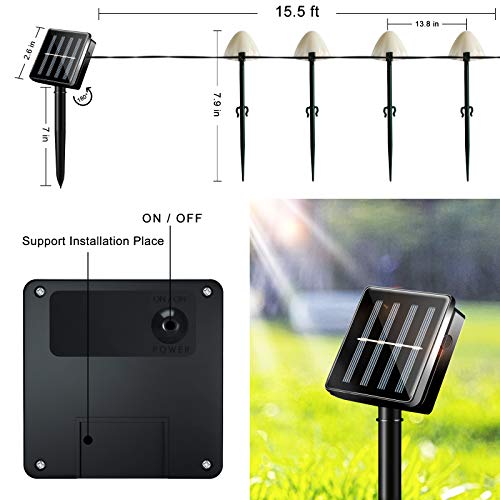 Outdoor Solar Garden Lights, Set of 12 Mini Solar Mushroom Light Outdoor Waterproof Cute Mushroom Shaped Pathway Landscape Lights for Yard Patio Garden Party Wedding Festival Decoration (Warm White)