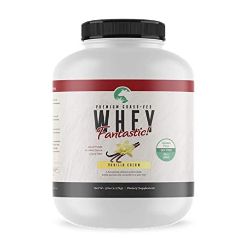 Whey Fantastic - Vanilla - 5LB 100% Pure Grass Fed Whey Protein - Bulk - Optimum Blend of Undenatured Whey Isolate, Concentrate & Hydrolysate - Non-GMO, Soy & Gluten Free - 63 Servings