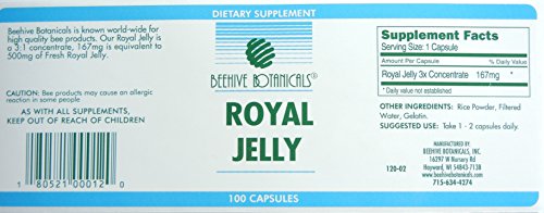 Beehive Botanicals Royal Jelly Capules - 500 Mg-100 Count