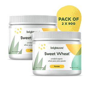 Brightcore Nutrition - Sweet Wheat, Wheatgrass Juice Powder, Green Superfood for Digestive Health and Immune Boost, Nutrient-Rich Wheatgrass Juice Drink, Pack of 2 x 90 Grams