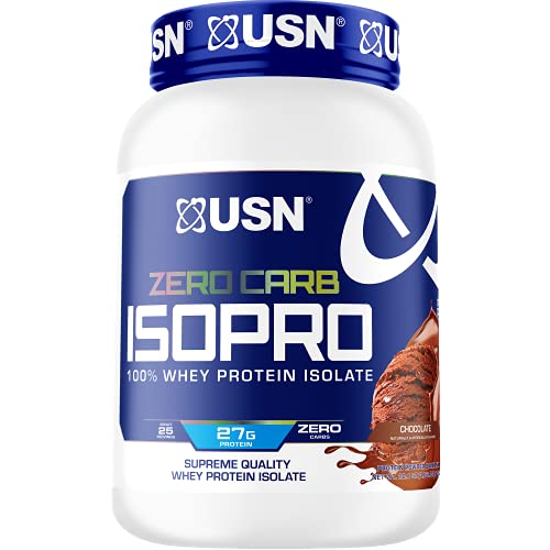 USN Supplements Zero Carb IsoPro 100% Whey Protein Isolate Powder - Keto Friendly, Sugar Free and Low Calorie, Chocolate, 1.7 Pounds