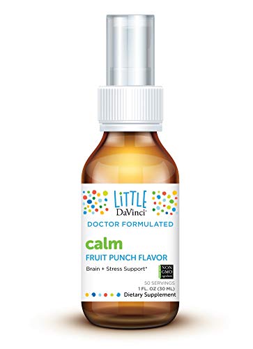 Little DaVinci Calm L-Theanine Spray for Kids, Fruit Punch, 50 Servings - Calming and Relaxing Doctor Formulated Supplement