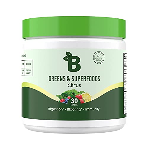 Bloom Nutrition Green Superfood | Super Greens Powder Juice & Smoothie Mix | Complete Whole Foods (Organic Spirulina, Chlorella, Wheat Grass), Probiotics, Digestive Enzymes, & Antioxidants (Citrus)