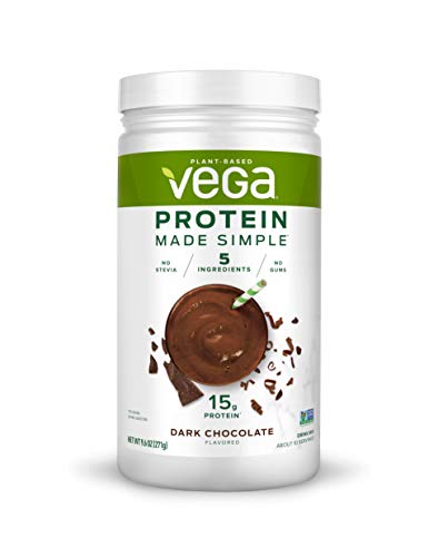 Vega Protein Made Simple, Dark Chocolate, Stevia Free Vegan Plant Based Protein Powder, Healthy, Gluten Free, Pea Protein for Women and Men, 9.6 Ounces (10 Servings)