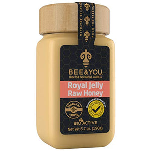 Bee and You Royal Jelly + Raw Honey Mix – Pure – Superfood – No Additives/Flavors/Preservatives Added – 6.7 oz