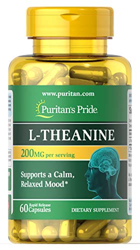 Puritan's Pride L-Theanine, 30 Servings (200mg Per Serving), 60 Capsules