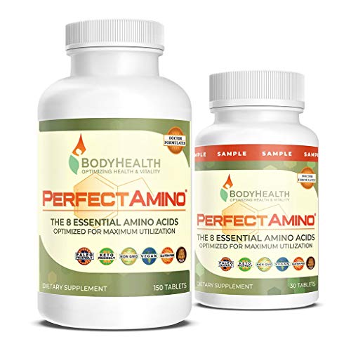 BodyHealth PerfectAmino Tablets (150ct Plus 30ct Travel Bottle), All 8 Essential Amino Acids with BCAAs + Lysine, Phenylalanine, Threonine, Methionine, Tryptophan, Supplement for Recovery & Strength