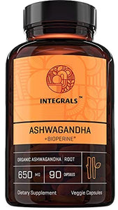 Ashwagandha Capsules 650mg Per Capsule + BioPerine, 90 Vegan Capsules Made with Ashwagandha Root & Black Pepper Extract