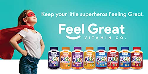 Vegetarian Kids Multivitamin Gummies by Feel Great Vitamin Co. | Plant Based Fruit Pectin Vitamins for Kids | Supports Growth of Bones & Muscles, Supports The Immune System with Zinc. | 45 Day Supply