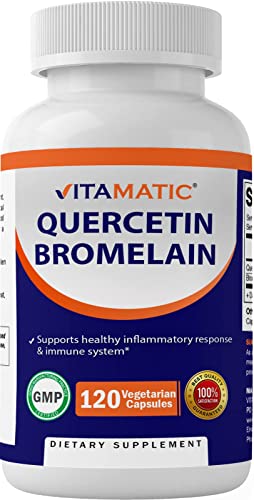 Vitamatic Quercetin with Bromelain - 120 Vegetarian Capsules - Supports Healthy Immune, Respiratory & Cardiovascular Function, Helps Improve Anti-Inflammatory Response