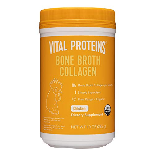 Vital Proteins Organic, Free-Range Chicken Bone Broth Collagen Powder Supplement with Hyaluronic Acid, MSG Free, Gluten and Dairy Free - 10oz