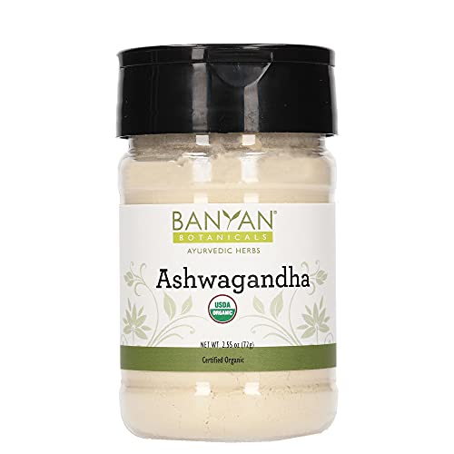 Banyan Botanicals Organic Ashwagandha Powder – Withania somnifera – for Healthy Adrenals & Immune System, Stress Relief, Strength, Mood & More* – Spice Jar – Non-GMO Sustainably Sourced Vegan