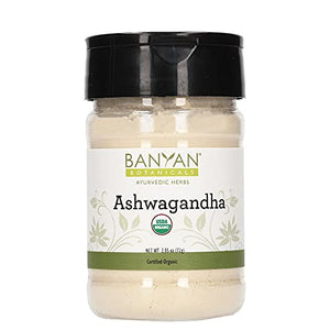 Banyan Botanicals Organic Ashwagandha Powder – Withania somnifera – for Healthy Adrenals & Immune System, Stress Relief, Strength, Mood & More* – Spice Jar – Non-GMO Sustainably Sourced Vegan