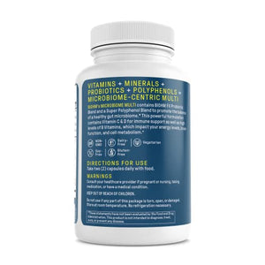 BIOHM Microbiome Multi + Probiotics - 21 Vitamins & Minerals, Green Tea, Glutamine, Antioxidants- 60ct/30 Servings for Men and Women - Non-GMO, Gluten Free, Vegetarian