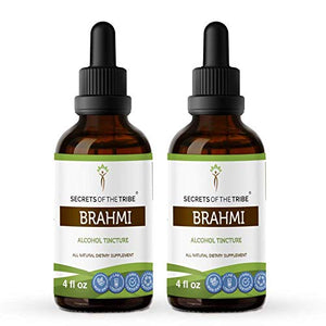 Brahmi Tincture Alcohol Liquid Extract, Organic Brahmi (Bacopa Monnieri) Dried Herb (2x4 FL OZ)