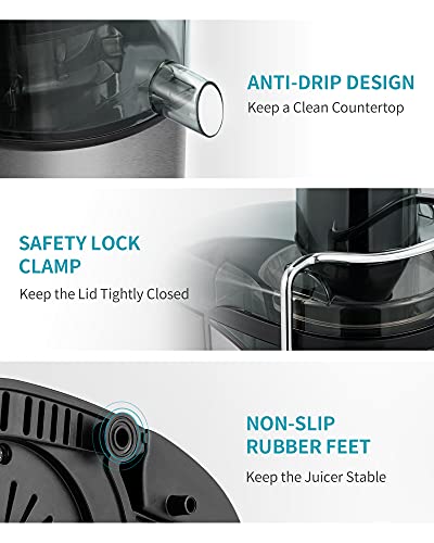 Ultrean Centrifugal Juicer, Juicer Machine with Extra-wide 3" Feed Chute, 2 Speed Juicer Extractor for Fruits & Vegetables, Citrus Juicer Easy to Clean, Electric Juicer with Big Mouth BPA Free, 800W