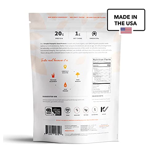 Sprout Living Simple Pumpkin Seed Protein Powder, 20 Grams Organic Plant Based Protein Powder without Artificial Sweeteners, Non Dairy, Non-GMO, Vegan, Gluten Free, Keto Drink Mix (1 Pound)