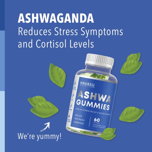 Havasu Nutrition Ashwagandha Gummies Stress Relief Gummy Vitamins | Anti Anxiety Supplements Designed to De-Stress & Calm | World's First Chillest Ashwa Gummy | 1500 mg Ashwagandha; 60 Veggie Gummies