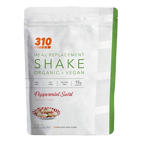Vegan Organic Plant Protein Powder and Meal Replacement Shake - By 310 Nutrition - Gluten, Dairy and Soy Free - 0g of Sugar | Keto and Paleo Friendly… (Peppermint Swirl, 14 Servings)