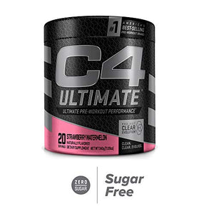 C4 Ultimate Pre Workout Powder Watermelon - Sugar Free Preworkout Energy Supplement for Men & Women - 300mg Caffeine + 3.2g Beta Alanine + 2 Patented Creatines - 20 Servings