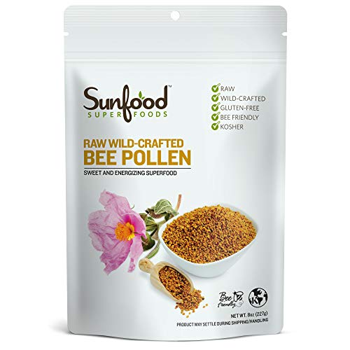 Sunfood Superfoods Bee Pollen Granules - Raw, Wild-Crafted - High Intensity Superfood Rich in Vitamins - Complete Protein Source - 100% Pure - Highest Quality - Non-GMO - Gently Dried - 8 oz Bag