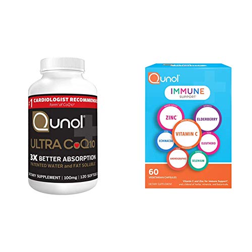 Qunol Ultra CoQ10 120 Count Softgels and Immune 60 Count Bundle