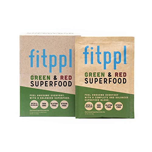 Vegan Green & Red Alkalizing Superfood by fitppl | Organic Ingredients Camu, Chlorella, Spirullina & Moringa for Immune Support | Eco-friendly, Stevia & Gluten Free Keto-Friendly Supplement (10 Count)