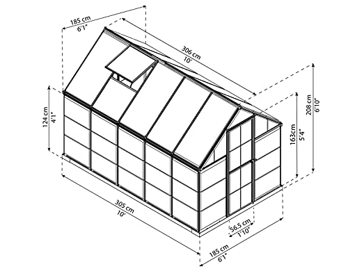 Palram HG5510G Hybrid Hobby Greenhouse, 6' x 10' x 7', Forest Green