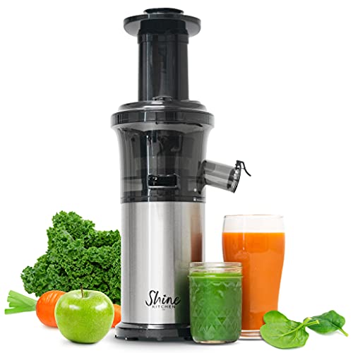 Shine Kitchen Co. by Tribest SJV-107-A Slow Juicer, 5.5 x 5.2 x 19.5, Silver, Black