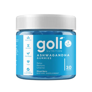 ASHWA Vitamin Gummy by Goli Nutrition - Ashwagandha and Vitamin D Gummies - 30 Count - Relax. Restore. Unwind. (Mixed Berry, KSM-66, Vegan, Plant Based, Non-GMO, Gluten-Free & Gelatin Free)