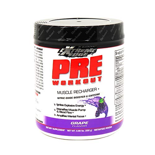 BlueBonnet Nutrition Extreme Edge Pre workout, Increases Nitric Oxide (NO) levels- 30 Servings, Grape Flavor, 10.56 Oz