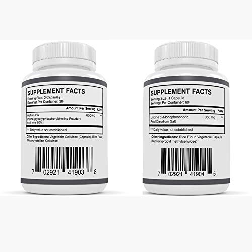 Alpha GPC and Uridine Stack - Mr Happy Stack - Uridine Monophosphate with No Artificial Fillers - Bioavailable Choline Supplements Promote Cognition, Focus, Mental Clarity and Dopamine Receptor Health