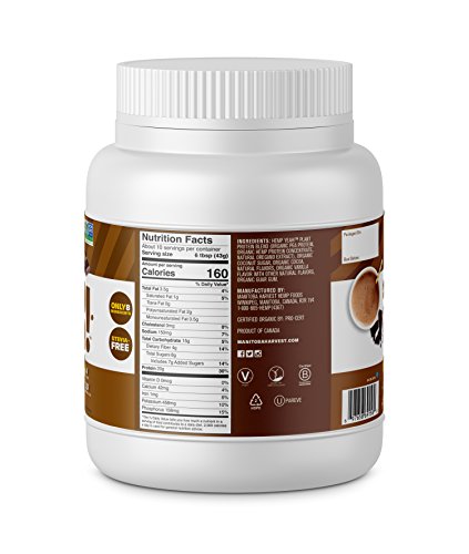 Manitoba Harvest Hemp Yeah! Organic Plant-Based Protein Powder with 20g of Complete Plant, 4g of Fiber & 1.9g Omegas 3&6, Non-GMO, Vegan, Chocolate, 16 Oz