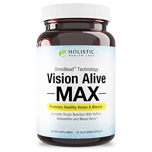 Vision Alive Max with 8 Natural Ingredients Lutemax® 2020, Bilberries, Blueberries, c3g from Black Currant, Maqui Berry, Saffron, and Astaxanthin
