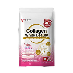 AFC Japan Collagen White Beauty with Marine Collagen Peptide, Glutathione, L-Cystine - 1.5X Better Absorption Than Other Collagen – for Skin Firmness & Whitening– 90 Days Supply's