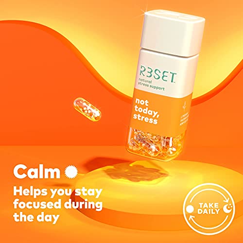 R3SET Calm, Stress & Anxiety Relief Supplement, Calm & Focus, with Ashwagandha, L-Theanine, Vitamin D, Valerian, Omega-3, 14 Veg Capsules