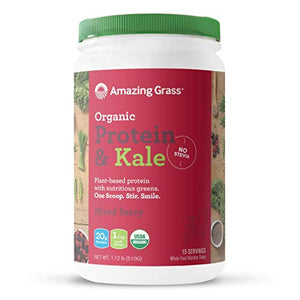 Amazing Grass Vegan Protein & Kale Powder: 20g of Organic Protein + 1 Cup Leafy Greens per Serving, Mixed Berry, 15 Servings, 1.12 Pound (Pack of 1)